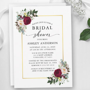 Modern Elegant Watercolor Floral Bridal Shower Invitation