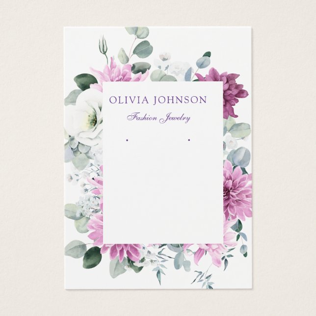 Modern Elegant watercolor floral display card  (Front)