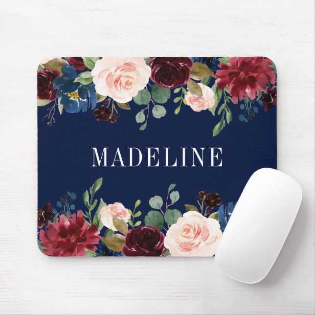 Modern Elegant Watercolor Floral Fashionable Mouse Pad (With Mouse)