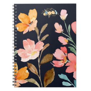 Modern Elegant Watercolor Flower Notebook