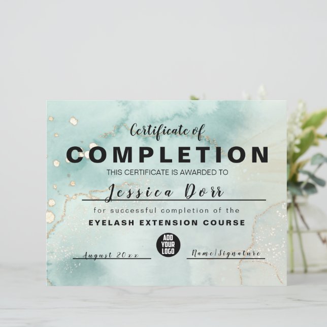 Modern Elegant Watercolor Green and Gold  (Standing Front)