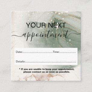 Modern Elegant Watercolor Green and Gold  Appointment Card