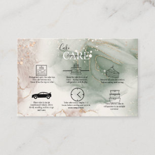 Modern Elegant Watercolor Green and Gold Cake Care Business Card
