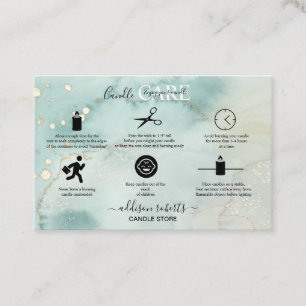 Modern Elegant Watercolor Green Candle Care Bus Business Card