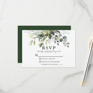 Modern Elegant Watercolor Greenery Wedding RSVP Card
