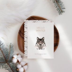 Modern Elegant Watercolor Hello Winter Non-Photo