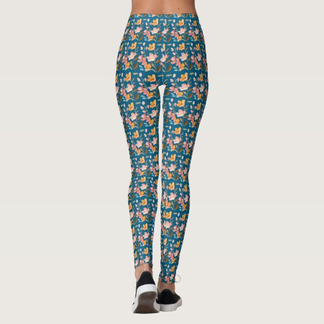 Modern Elegant Watercolor  Leggings (Back)