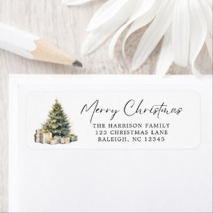 Modern Elegant Watercolor Merry Christmas Tree