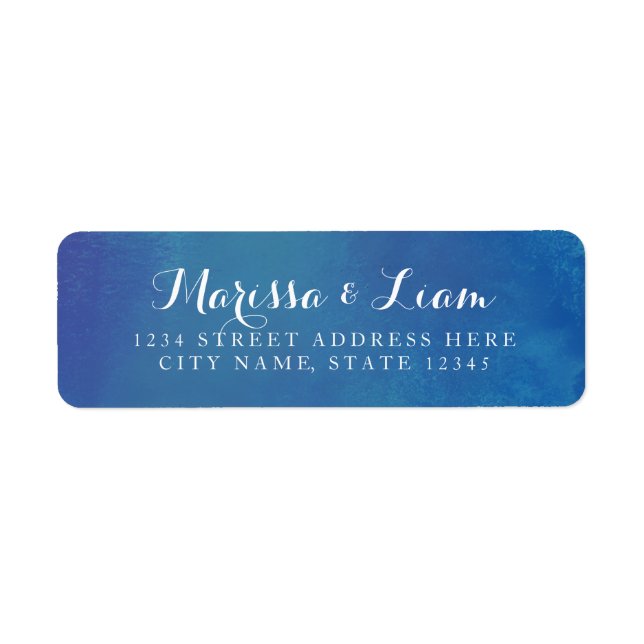 Modern Elegant Watercolor | Ocean Blue Address (Front)
