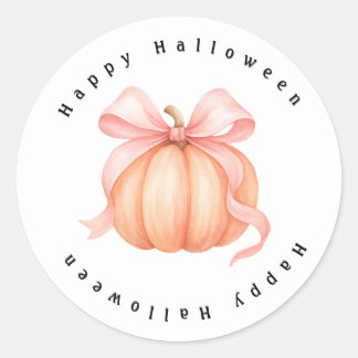 Modern elegant watercolor pumpkin classic round sticker