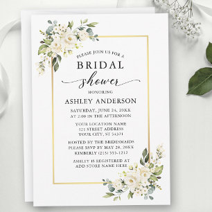 Modern Elegant Watercolor Roses Bridal Shower Invitation
