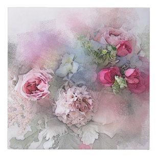 Modern Elegant Watercolor Roses Flowers Floral Faux Canvas Print