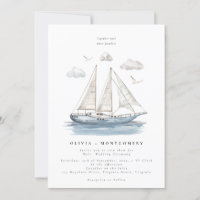 Modern Elegant Watercolor Sailing Yacht Wedding