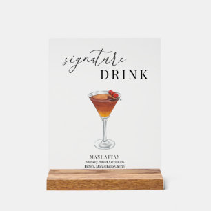 Modern Elegant Watercolor Signature Drink Acrylic Sign