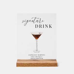 Modern Elegant Watercolor Signature Drink Acrylic Sign