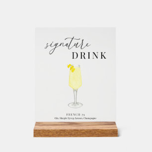 Modern Elegant Watercolor Signature Drink Acrylic Sign