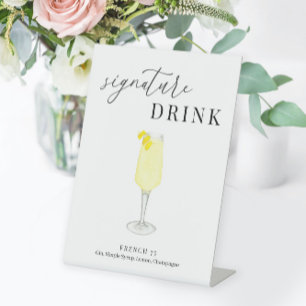 Modern Elegant Watercolor Signature Drink Pedestal Sign