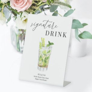 Modern Elegant Watercolor Signature Drink Pedestal Sign