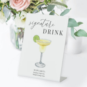 Modern Elegant Watercolor Signature Drink Pedestal Sign