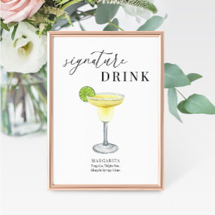 Modern Elegant Watercolor Signature Drink Sign