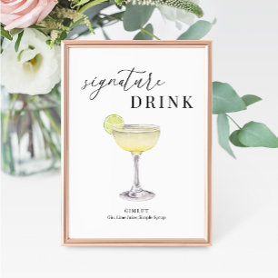 Modern Elegant Watercolor Signature Drink Sign