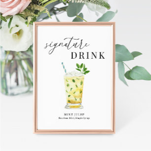 Modern Elegant Watercolor Signature Drink Sign