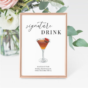 Modern Elegant Watercolor Signature Drink Sign
