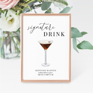 Modern Elegant Watercolor Signature Drink Sign