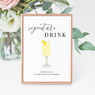 Modern Elegant Watercolor Signature Drink Sign