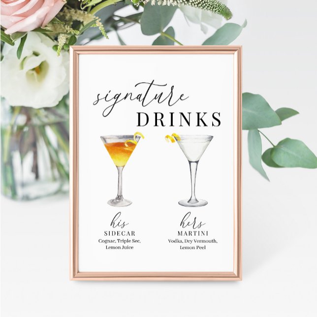 Modern Elegant Watercolor Signature Drinks Sign (Creator Uploaded)
