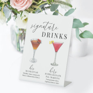 Modern Elegant Watercolor Signature Drinks Sign