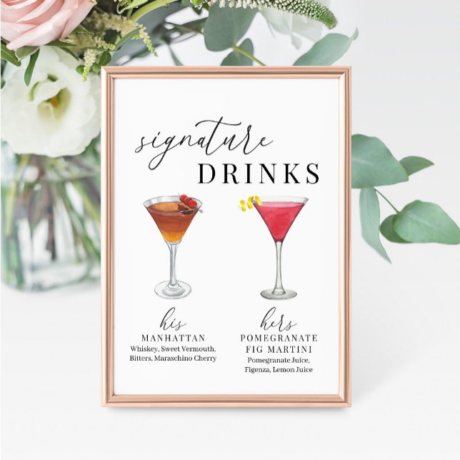 Modern Elegant Watercolor Signature Drinks Sign (Creator Uploaded)