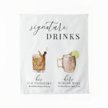 Modern Elegant Watercolor Signature Drinks Sign