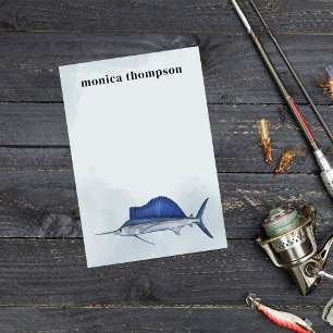 Modern Elegant Watercolor Simple Blue Sailfish Post-it Notes