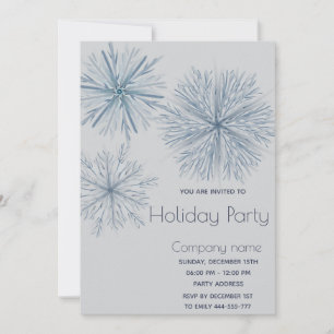 Modern elegant watercolor snowflake Holiday party Invitation