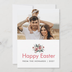 Modern ELegant Watercolor Spring Flower Easter  Holiday Card