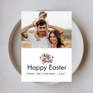 Modern ELegant Watercolor Spring Flower Easter Holiday Card