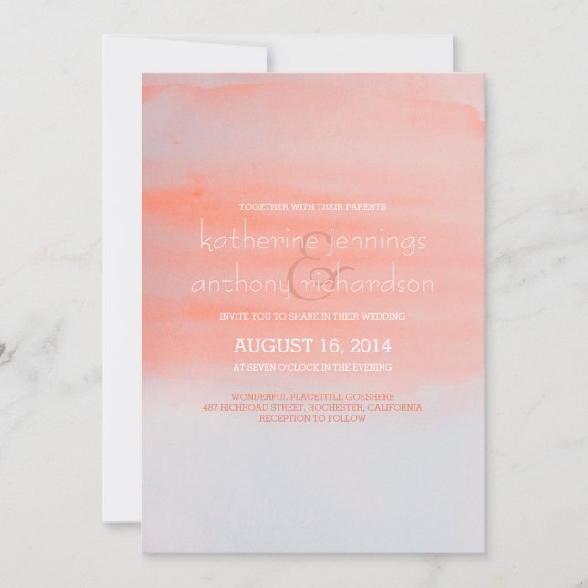 Modern elegant watercolor wedding invitation (Front)