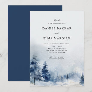 Modern Elegant Watercolor Winter wedding Invitation