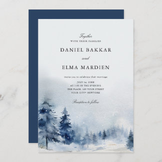 Modern Elegant Watercolor Winter wedding Invitation