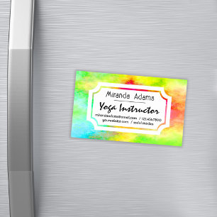 Modern Elegant Watercolor Yoga Instructor Magnetic Business Card
