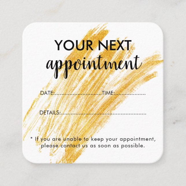 Modern Elegant Wave Glitter Appointment Card (Front)