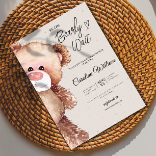 Modern elegant we can bearly wait baby shower invitation