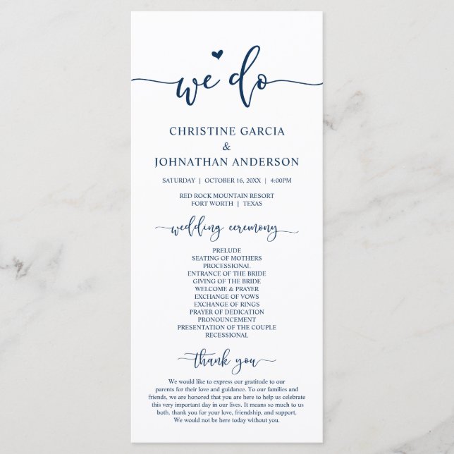 Modern Elegant, We Do, Wedding Ceremony Program Programme (Front)