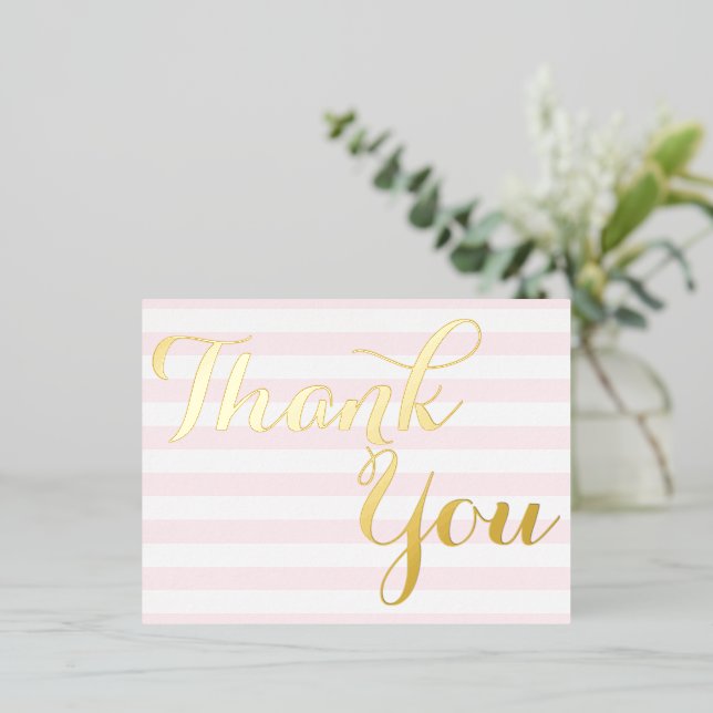 Modern Elegant Wedding Baby Shower Event Thank You Foil Invitation Postcard (Standing Front)