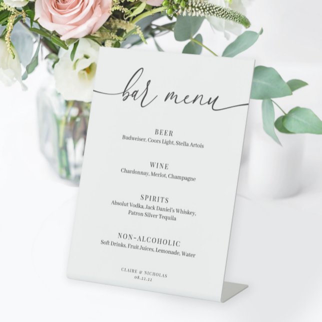 Modern Elegant Wedding Bar Menu Pedestal Sign (Creator Uploaded)