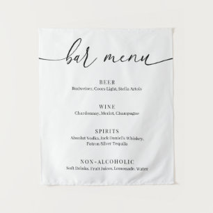 Modern Elegant Wedding Bar Menu Tapestry