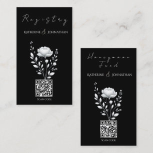 Modern Elegant Wedding Black and White Flower Business Card
