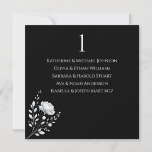Modern Elegant Wedding Black and White-Flowers Invitation