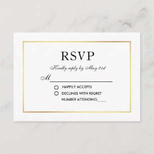 Modern Elegant Wedding Black and White RSVP Card